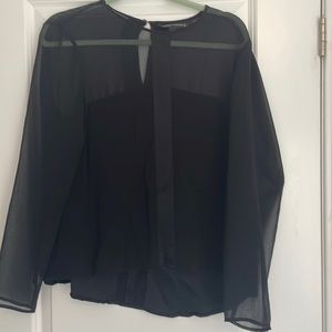 Zara Shirt with sheer and satin detailing